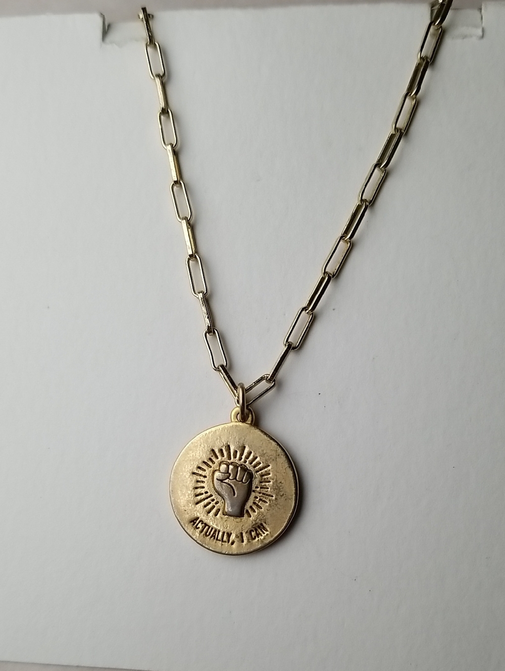 Inspirational Pendant With Gold Tone Paperclip Chain Necklace